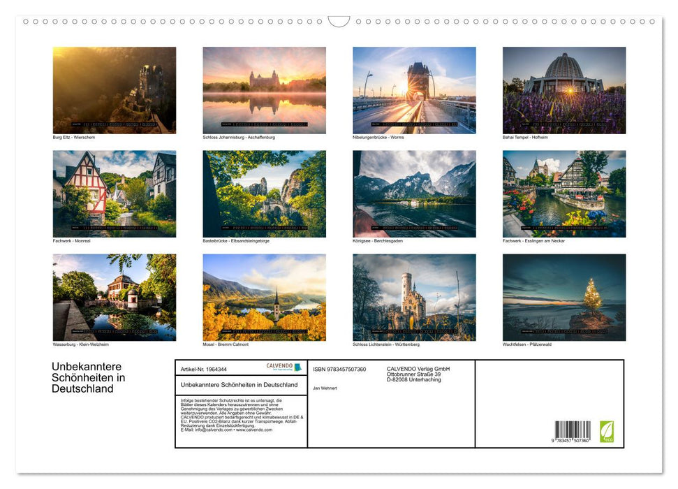 Unbekanntere Schönheiten in Deutschland (CALVENDO Wandkalender 2026)