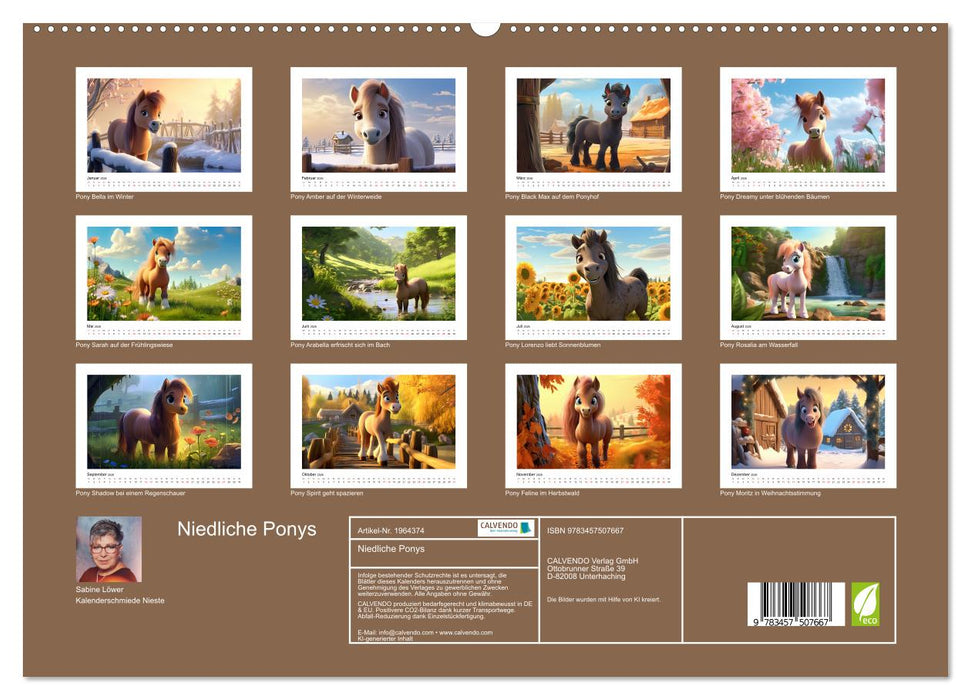 Niedliche Ponys (CALVENDO Premium Wandkalender 2026)