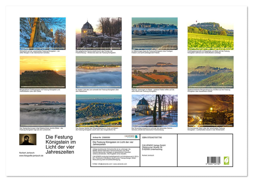 Die Festung Königstein im Licht der vier Jahreszeiten (CALVENDO Wandkalender 2026)