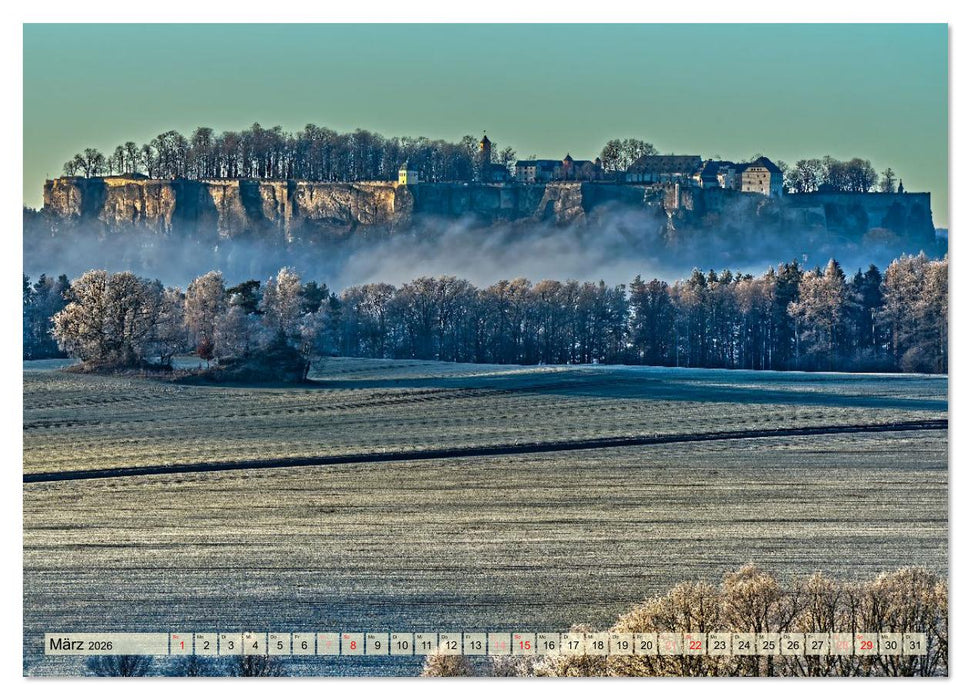 Die Festung Königstein im Licht der vier Jahreszeiten (CALVENDO Wandkalender 2026)