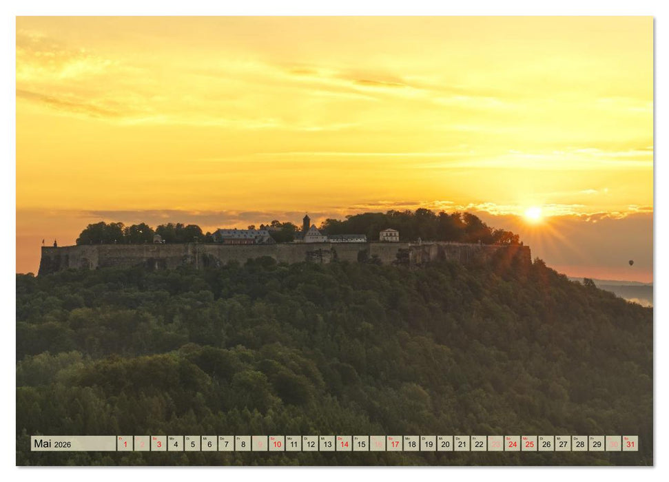 Die Festung Königstein im Licht der vier Jahreszeiten (CALVENDO Wandkalender 2026)