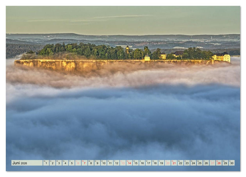 Die Festung Königstein im Licht der vier Jahreszeiten (CALVENDO Wandkalender 2026)