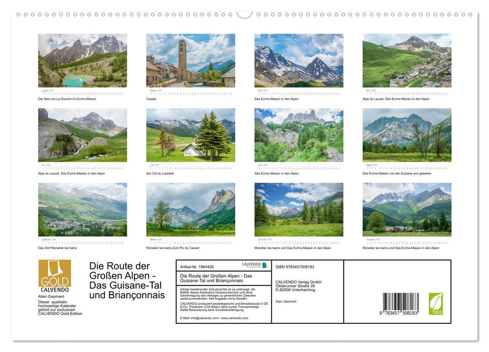 Die Route der Großen Alpen - Das Guisane-Tal und Briançonnais (CALVENDO Premium Wandkalender 2026)