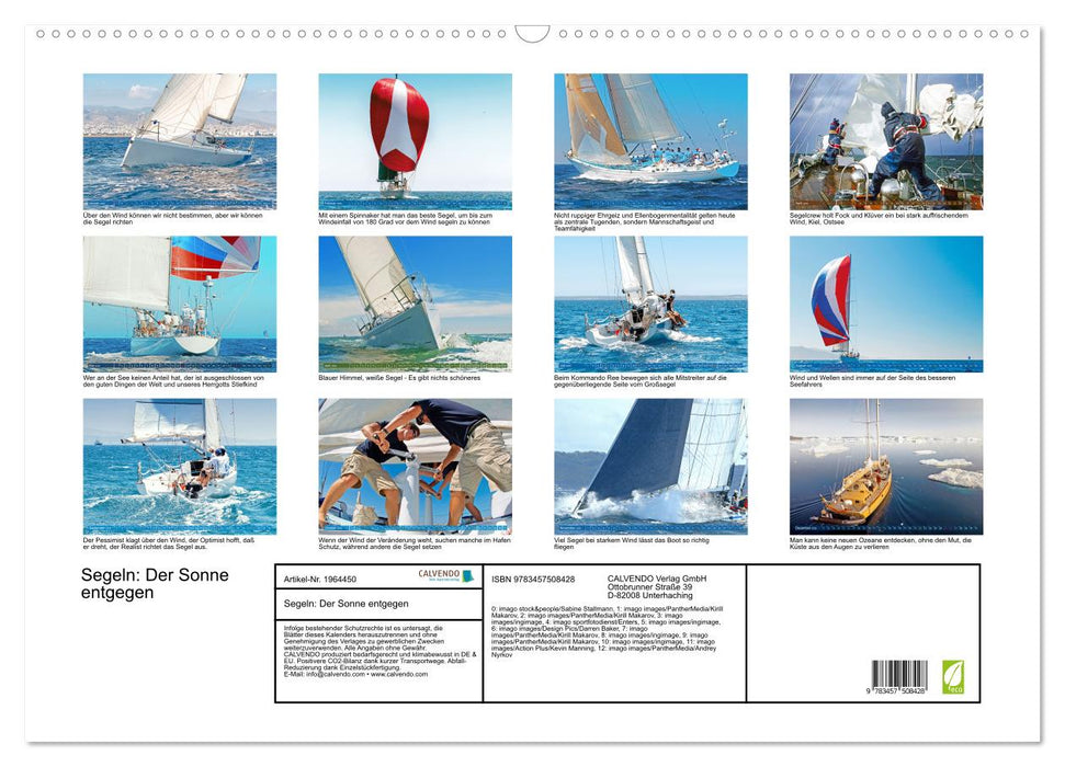 Segeln: Der Sonne entgegen (CALVENDO Wandkalender 2026)