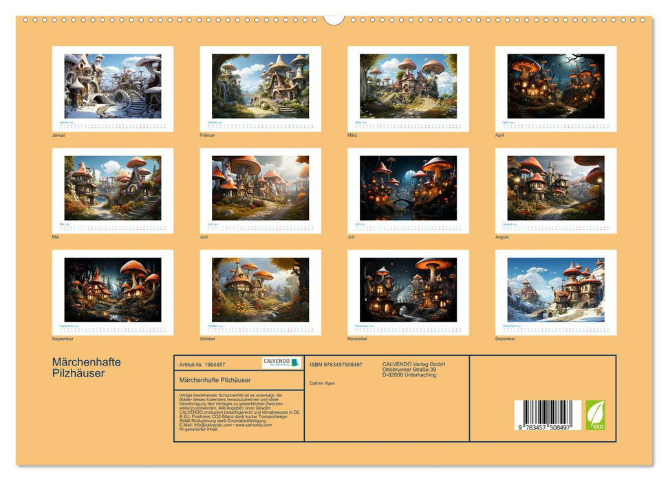 Märchenhafte Pilzhäuser (CALVENDO Premium Wandkalender 2026)