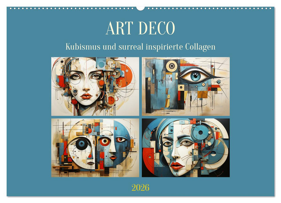 Art Deco. Kubismus und surreal inspirierte Collagen (CALVENDO Wandkalender 2026)