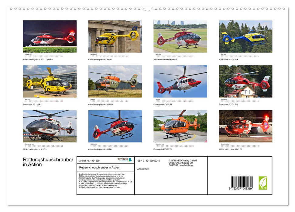 Rettungshubschrauber in Action (CALVENDO Premium Wandkalender 2026)