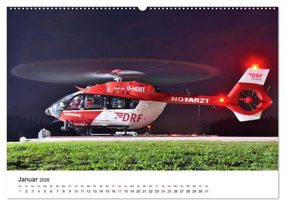 Rettungshubschrauber in Action (CALVENDO Premium Wandkalender 2026)