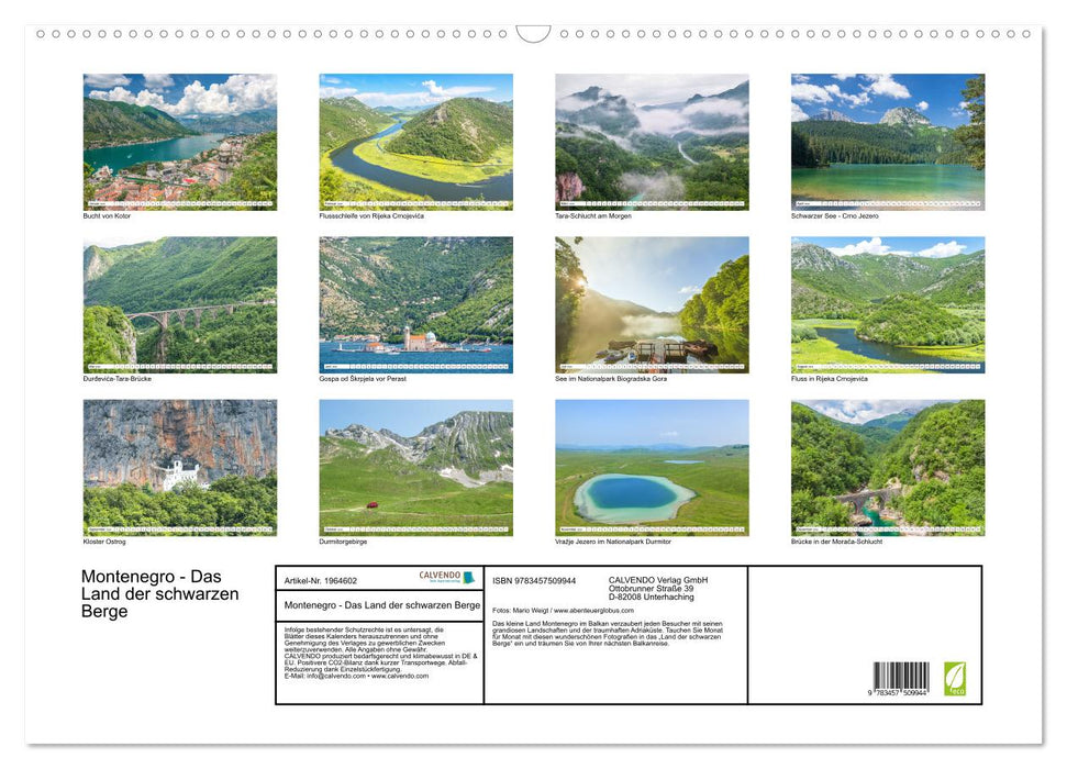 Montenegro - Das Land der schwarzen Berge (CALVENDO Wandkalender 2026)