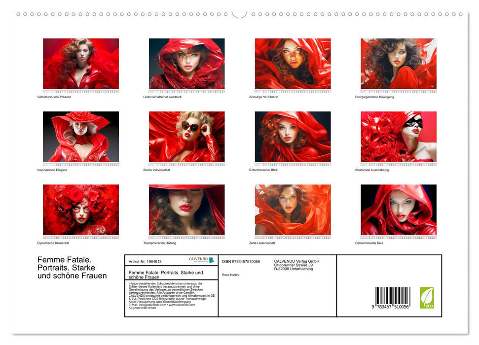 Femme Fatale. Portraits. Starke und schöne Frauen (CALVENDO Premium Wandkalender 2026)