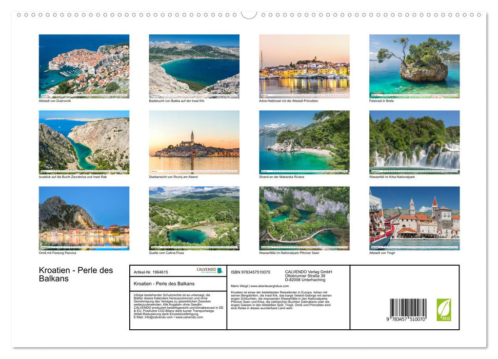 Kroatien - Perle des Balkans (CALVENDO Premium Wandkalender 2026)