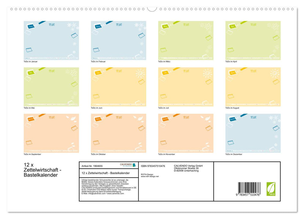 12 x Zettelwirtschaft - Bastelkalender (CALVENDO Premium Wandkalender 2026)