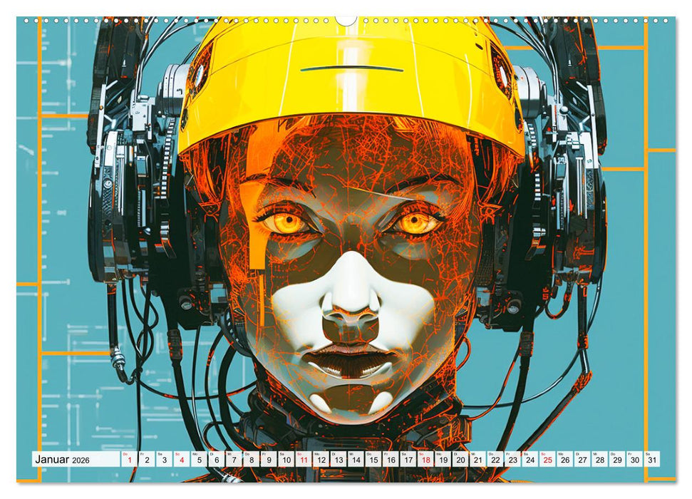 Roboter Portraits. Zukunft und Visionen (CALVENDO Premium Wandkalender 2026)
