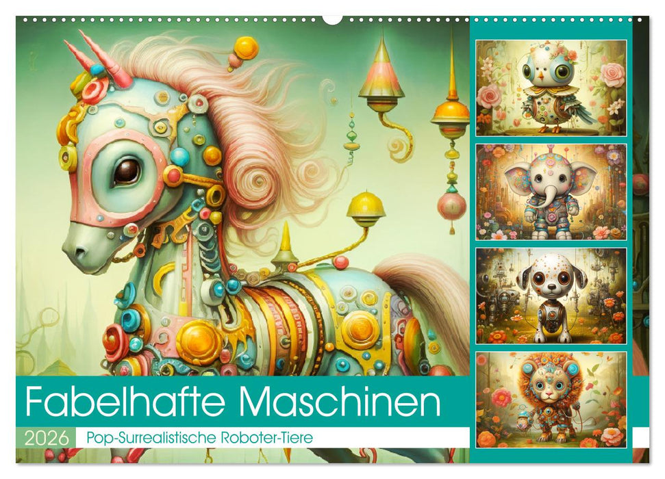 Fabelhafte Maschinen. Pop-Surrealistische Roboter-Tiere (CALVENDO Wandkalender 2026)