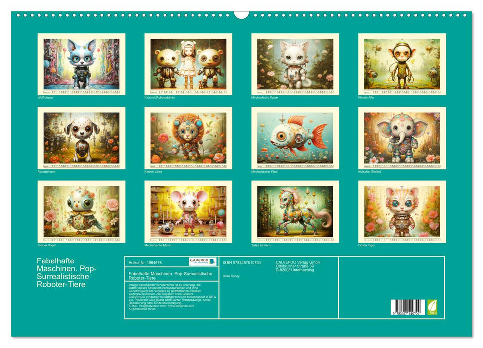 Fabelhafte Maschinen. Pop-Surrealistische Roboter-Tiere (CALVENDO Wandkalender 2026)
