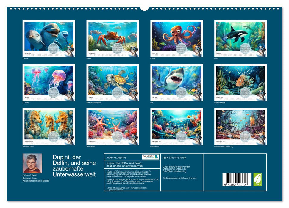 Dupini, der Delfin, und seine zauberhafte Unterwasserwelt (CALVENDO Premium Wandkalender 2026)