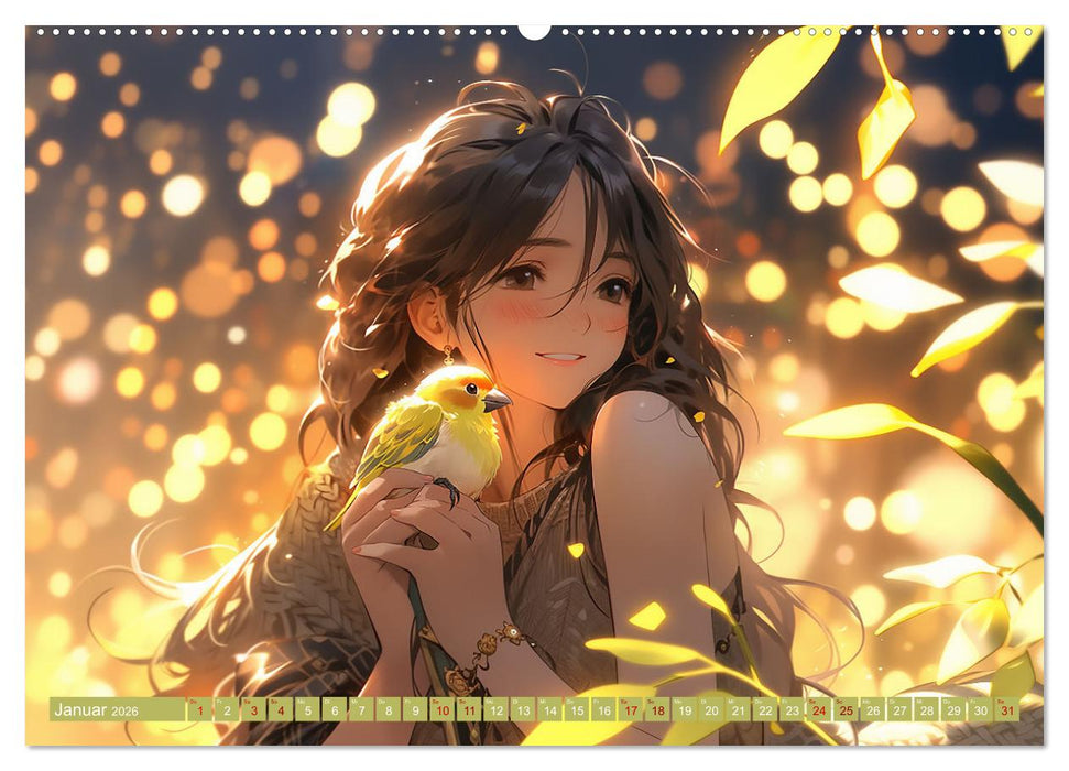 Manga Tierliebe (CALVENDO Premium Wandkalender 2026)