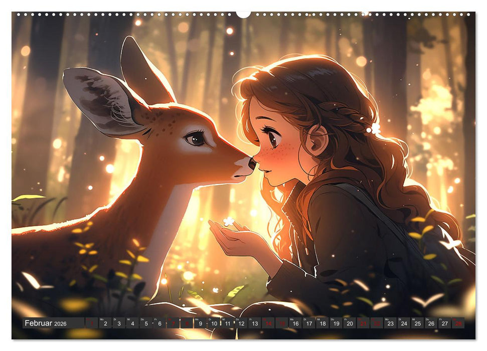 Manga Tierliebe (CALVENDO Premium Wandkalender 2026)