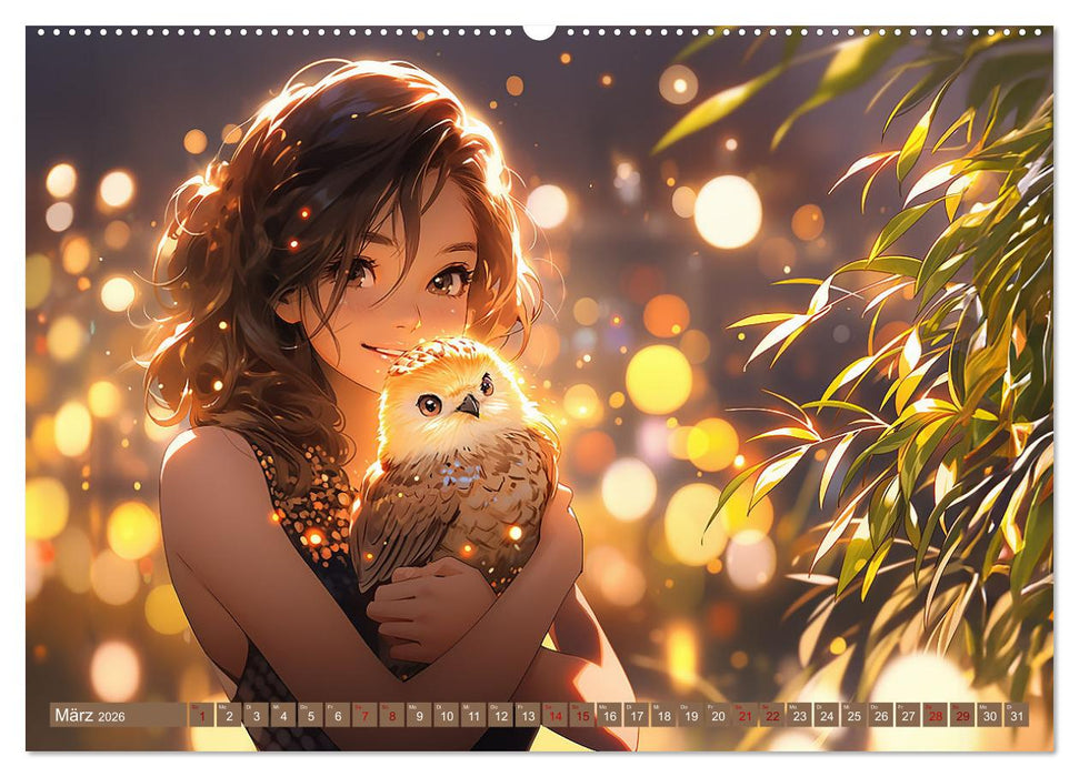 Manga Tierliebe (CALVENDO Premium Wandkalender 2026)