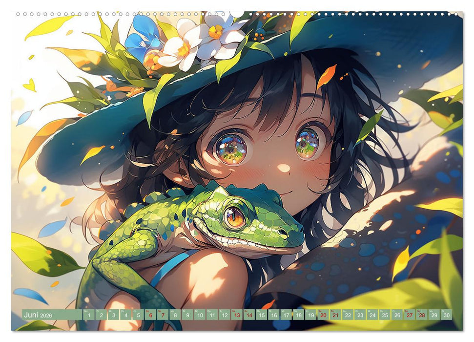 Manga Tierliebe (CALVENDO Premium Wandkalender 2026)