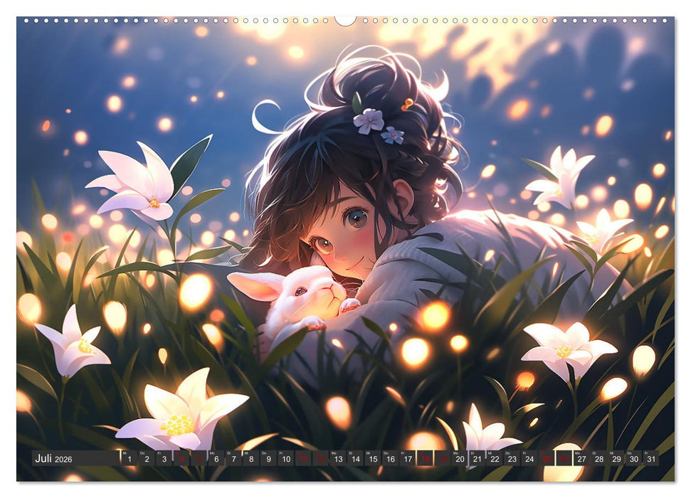 Manga Tierliebe (CALVENDO Premium Wandkalender 2026)