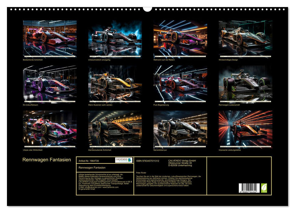Rennwagen Fantasien (CALVENDO Wandkalender 2026)