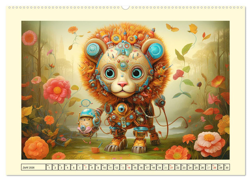 Fabelhafte Maschinen. Pop-Surrealistische Roboter-Tiere (CALVENDO Premium Wandkalender 2026)