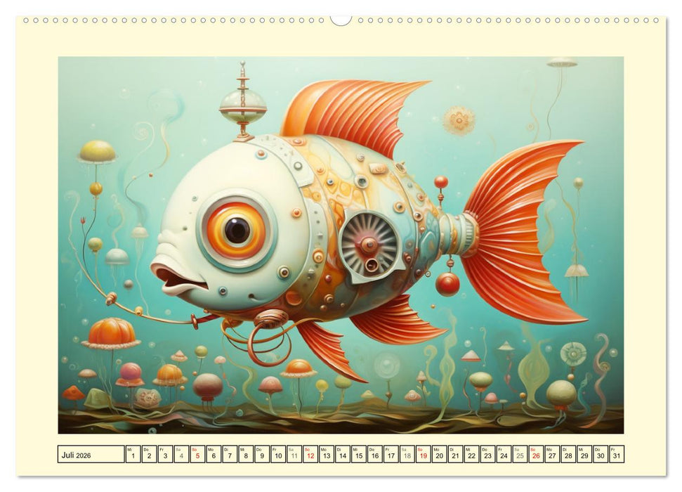 Fabelhafte Maschinen. Pop-Surrealistische Roboter-Tiere (CALVENDO Premium Wandkalender 2026)