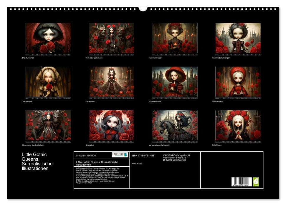 Little Gothic Queens. Surrealistische Illustrationen (CALVENDO Wandkalender 2026)