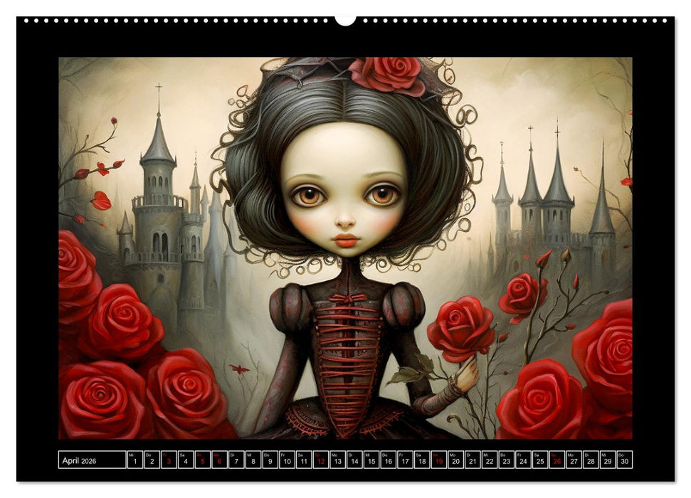 Little Gothic Queens. Surrealistische Illustrationen (CALVENDO Wandkalender 2026)