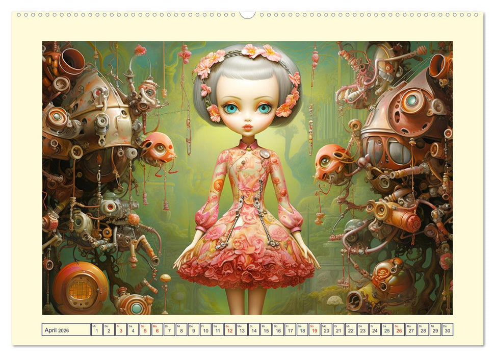 Roboter Puppen. Surrealistische Illustrationen (CALVENDO Premium Wandkalender 2026)