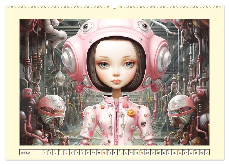 Roboter Puppen. Surrealistische Illustrationen (CALVENDO Premium Wandkalender 2026)