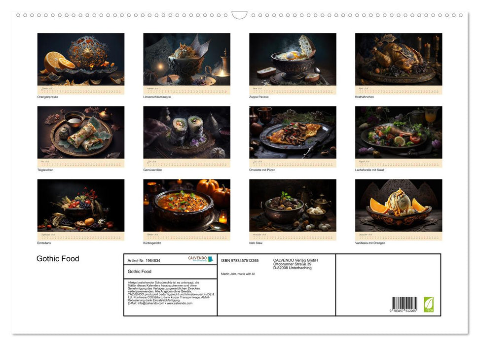 Gothic Food (CALVENDO Wandkalender 2026)