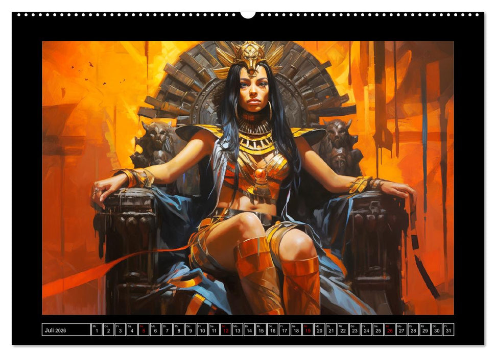 Ägyptische Königinnen und Götter. Fantasy-Illustrationen von einem alten Reich (CALVENDO Premium Wandkalender 2026)