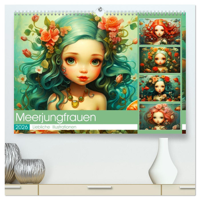 Zauberhafte Meerjungfrauen. Liebliche Illustrationen (CALVENDO Premium Wandkalender 2026)