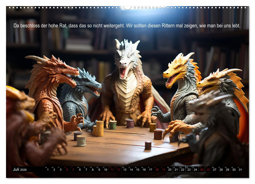 Eine seltsame Drachengeschichte (CALVENDO Premium Wandkalender 2026)
