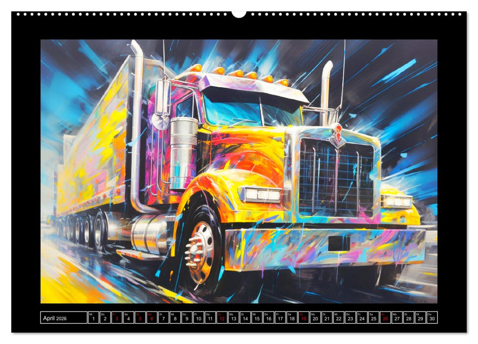 Langhauber Paintings. Trucks in lebendigen Farben (CALVENDO Premium Wandkalender 2026)