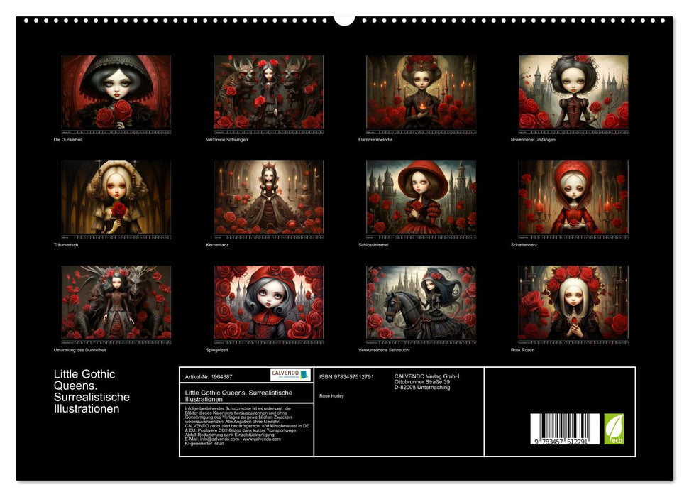 Little Gothic Queens. Surrealistische Illustrationen (CALVENDO Premium Wandkalender 2026)