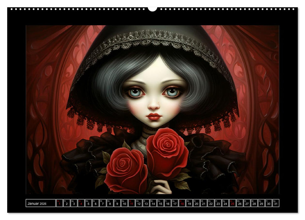 Little Gothic Queens. Surrealistische Illustrationen (CALVENDO Premium Wandkalender 2026)