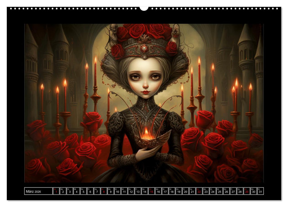 Little Gothic Queens. Surrealistische Illustrationen (CALVENDO Premium Wandkalender 2026)