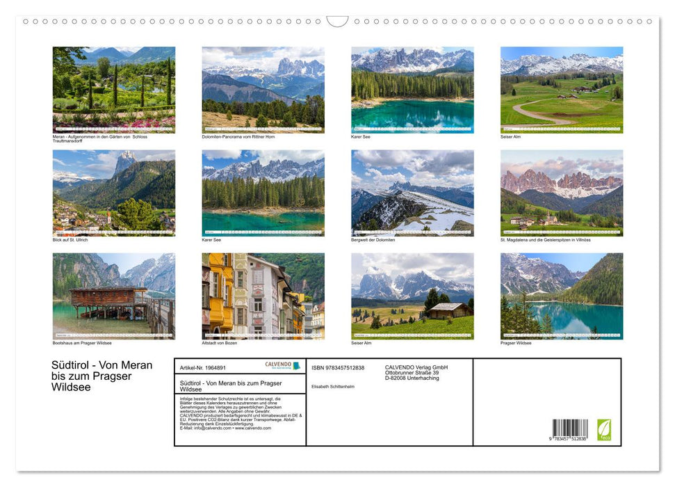 Südtirol - Von Meran bis zum Pragser Wildsee (CALVENDO Wandkalender 2026)