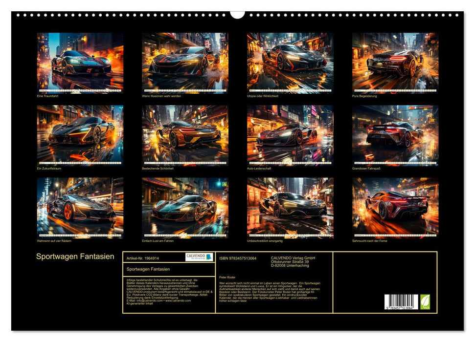 Sportwagen Fantasien (CALVENDO Wandkalender 2026)