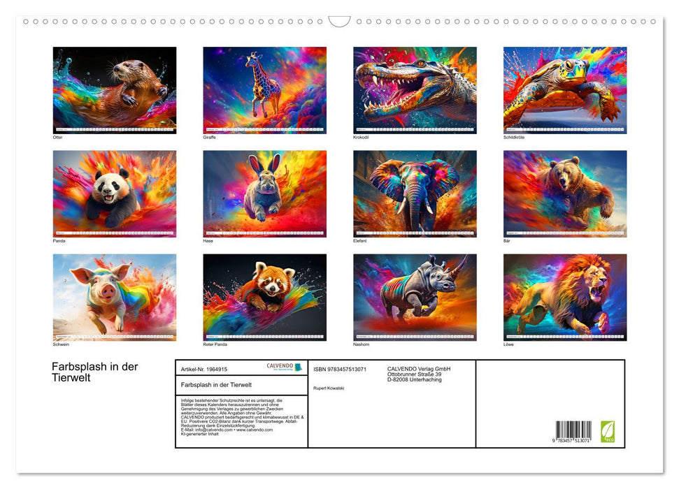 Farbsplash in der Tierwelt (CALVENDO Wandkalender 2026)