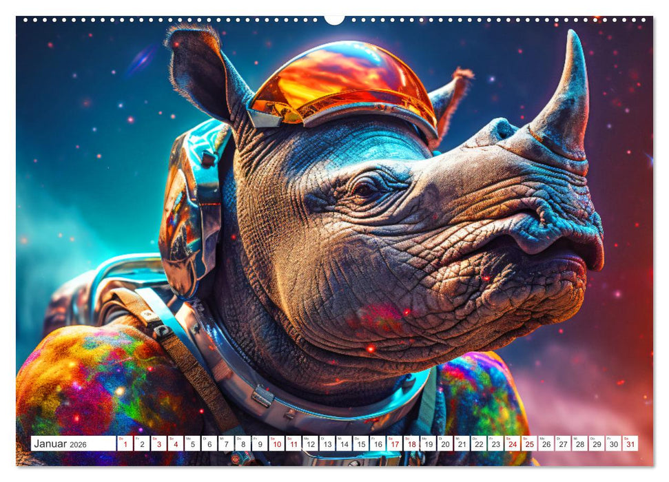 Tiere erobern den Weltraum (CALVENDO Wandkalender 2026)
