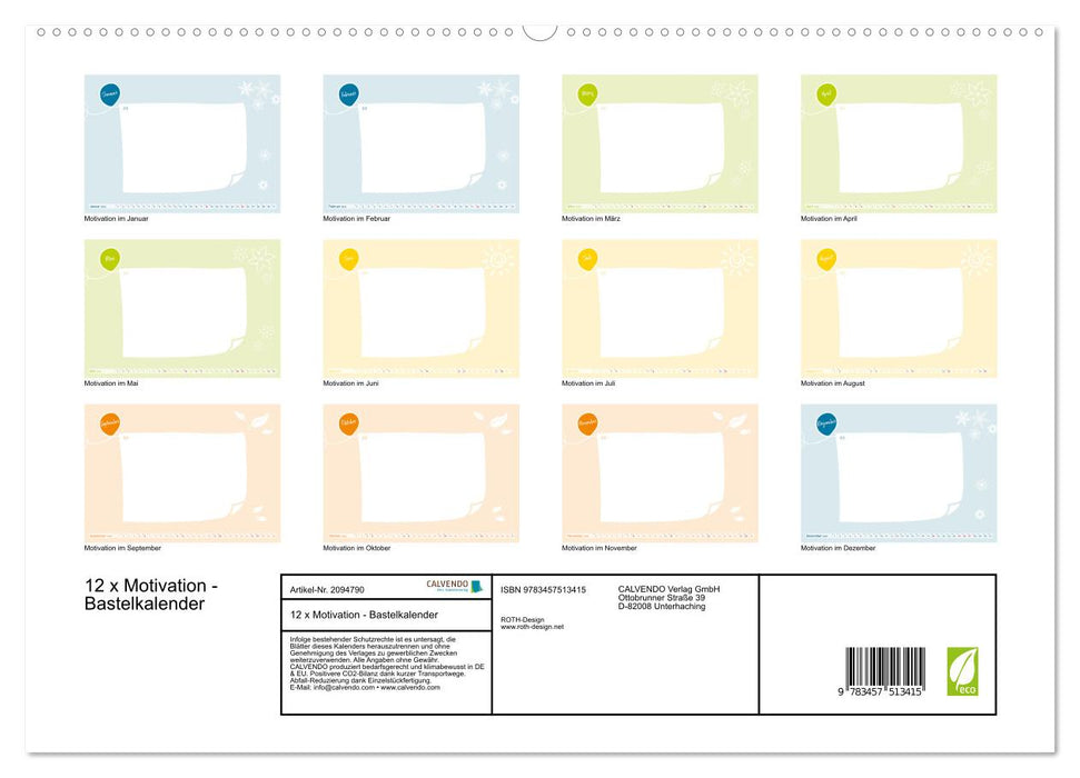 12 x Motivation - Bastelkalender (CALVENDO Premium Wandkalender 2026)