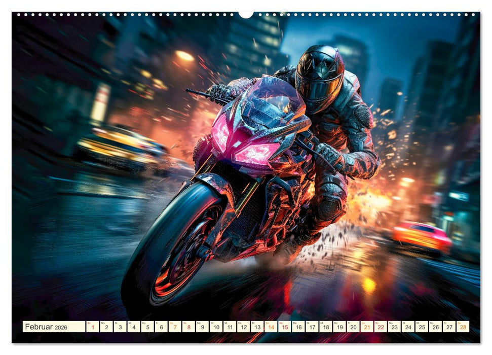 Motorrad Fantasien (CALVENDO Premium Wandkalender 2026)