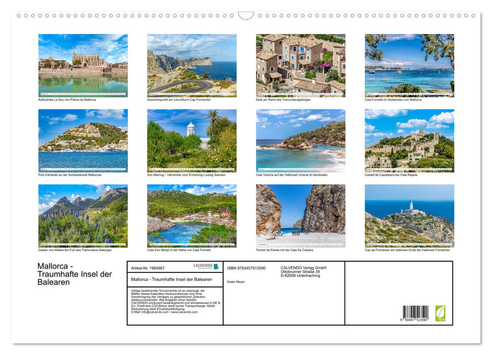 Mallorca - Traumhafte Insel der Balearen (CALVENDO Wandkalender 2026)