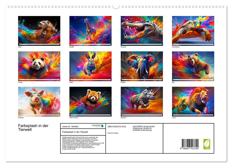 Farbsplash in der Tierwelt (CALVENDO Premium Wandkalender 2026)