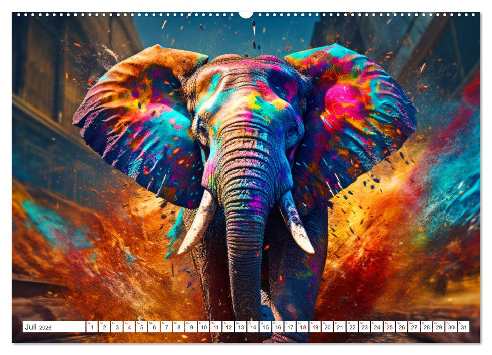 Farbsplash in der Tierwelt (CALVENDO Premium Wandkalender 2026)