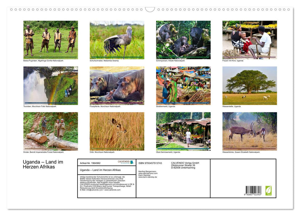 Uganda – Land im Herzen Afrikas (CALVENDO Wandkalender 2026)